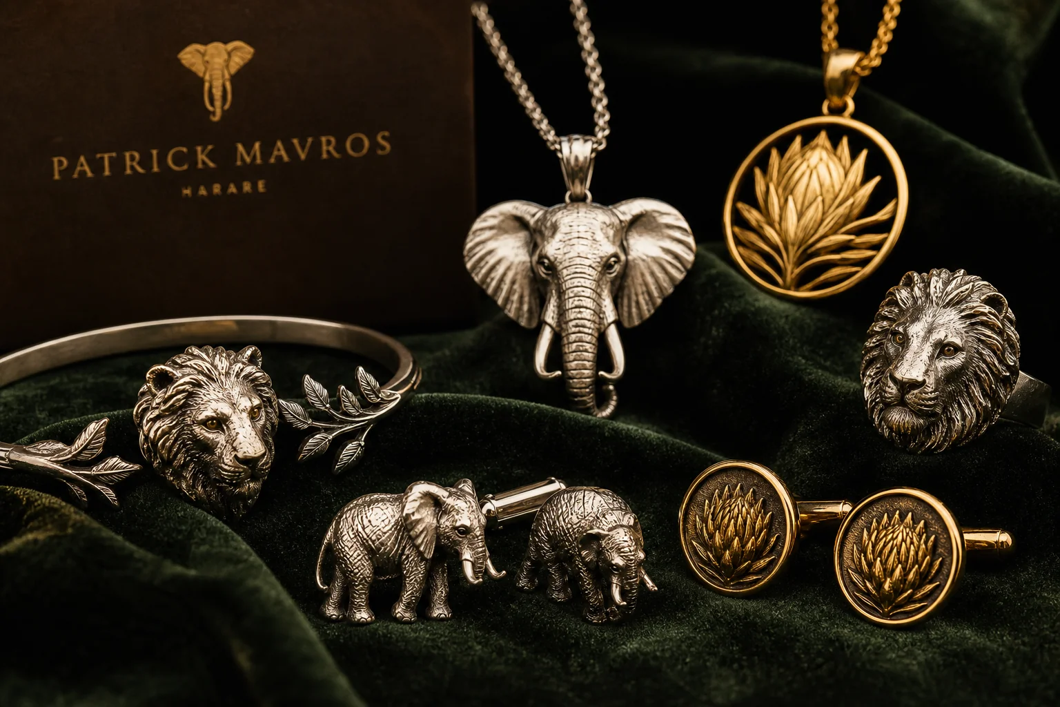 Patrick Mavros handcrafted African wildlife-inspired sterling silver and 18ct gold jewelry